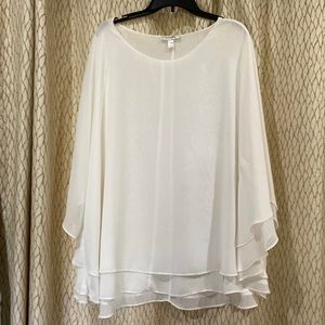 White Women Sheer DressBarn Blouse 1X